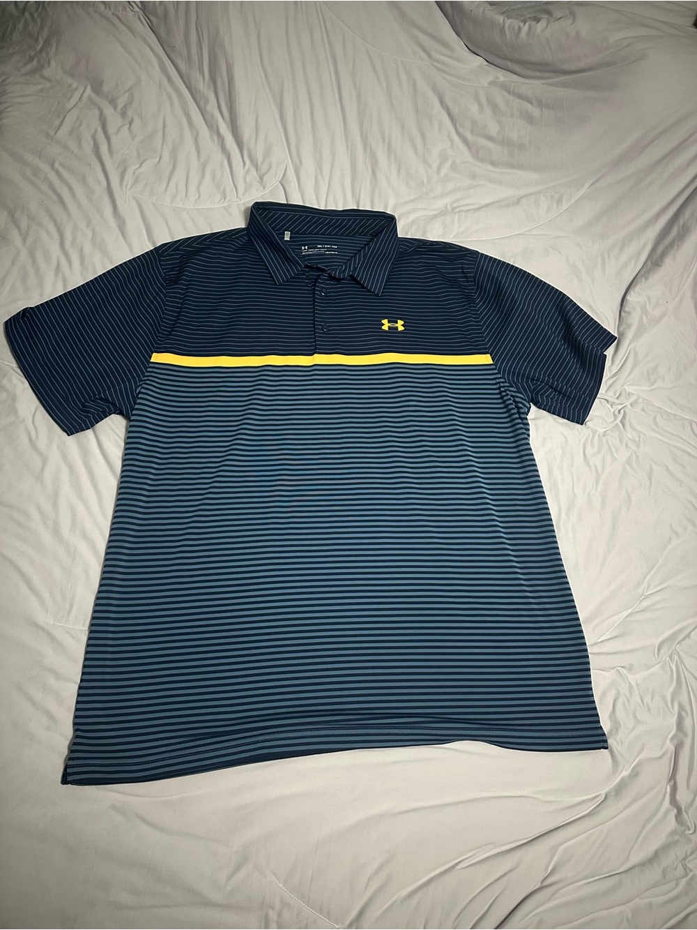 Under Armour Navy Polo with Yellow Accent Stripe